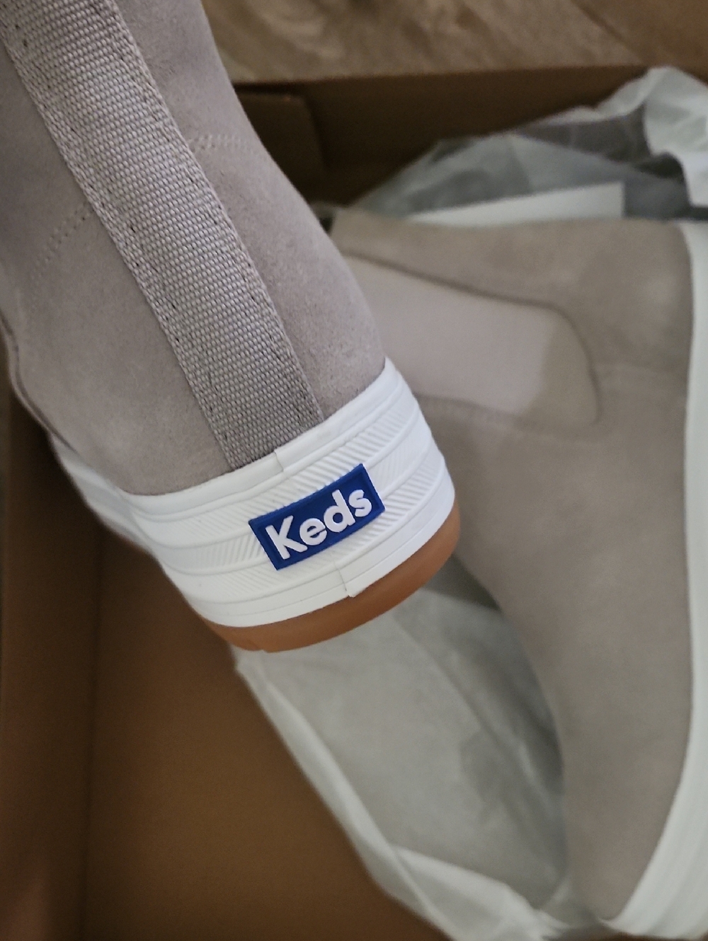 Keds Taupe Slip-On Platform Chelsea Sneakers
